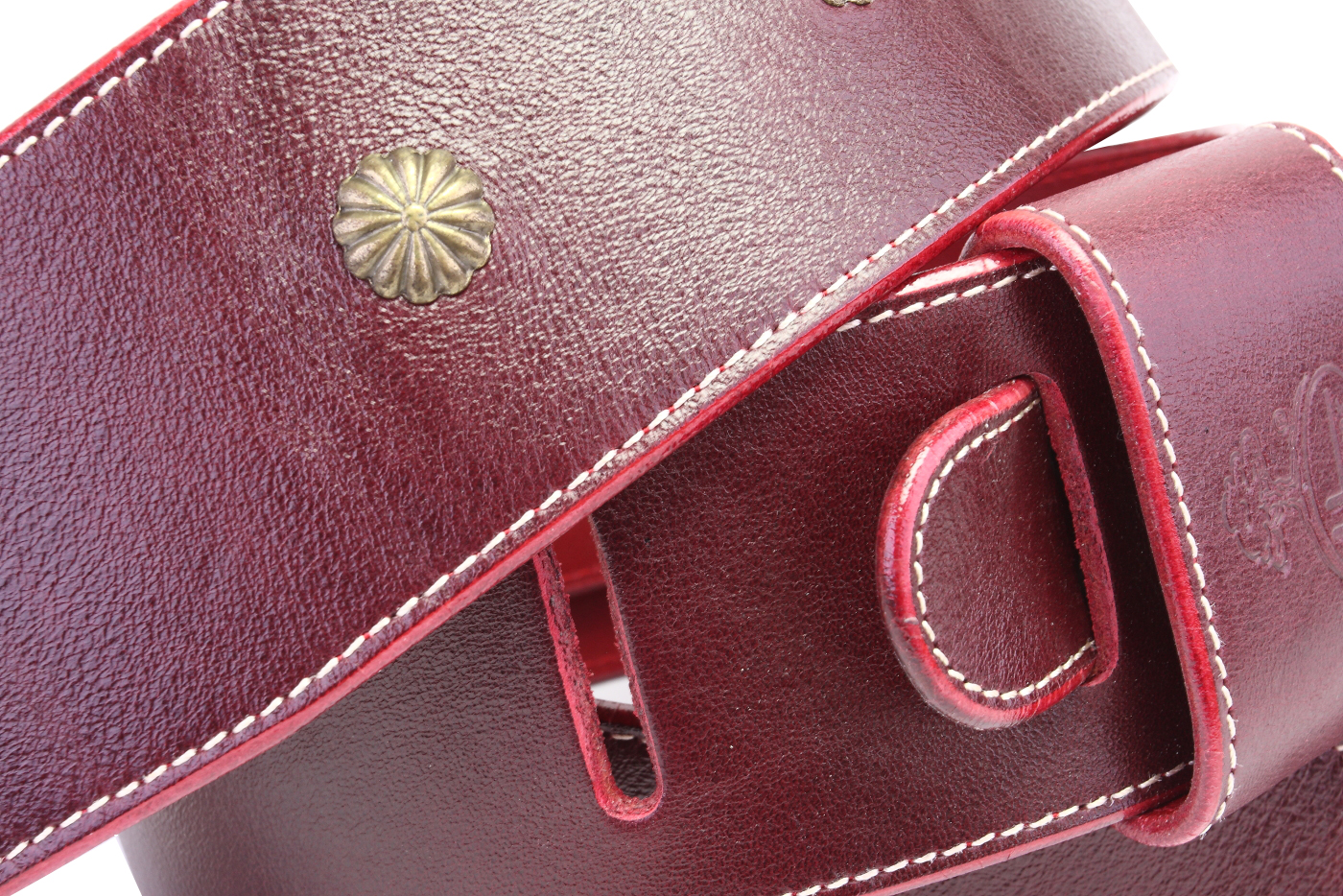 Kožený kytarový popruh KENNY Bordó 